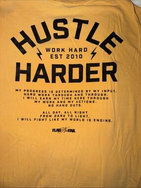 Flag nor Fail oversized gym shirt Hustle Harder XL yellow /black FNF workout